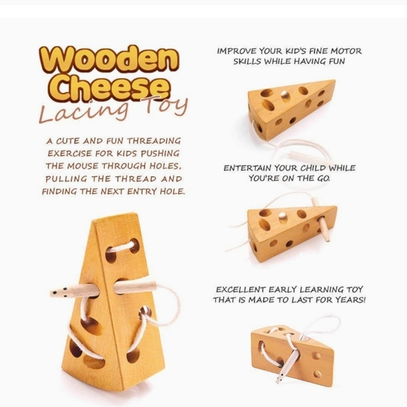 Wooden Cheese Lacing Toy - Picture 8 of 8